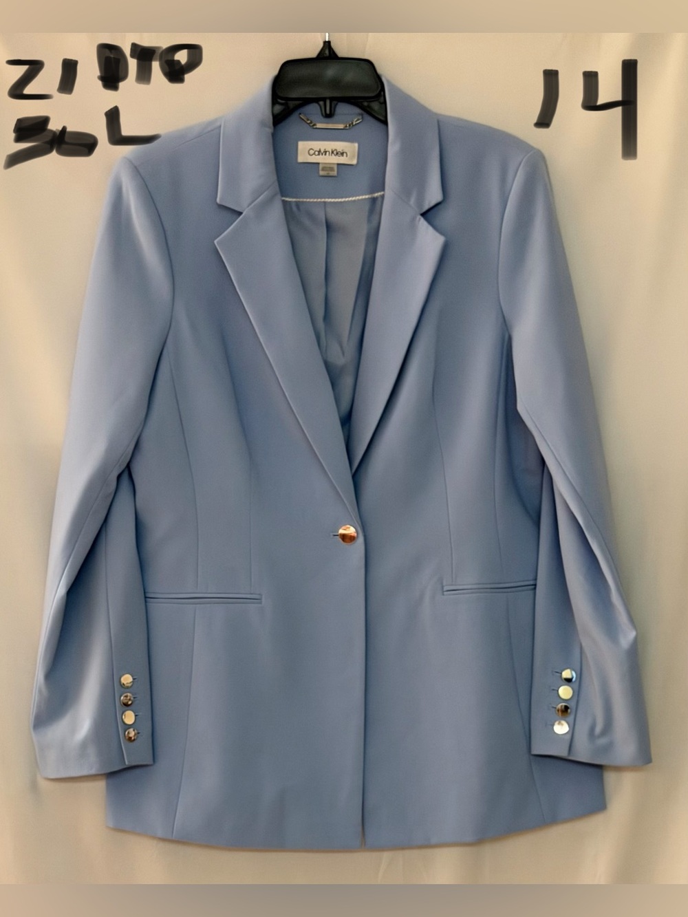 Calvin Klein Light Blue Single-Button Blazer